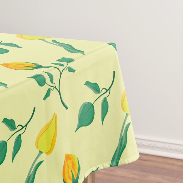 Floral pattern with yellow rose and tulip flowers tablecloth (In Situ)