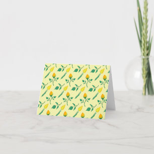 Floral pattern with yellow rose and tulip flowers thank you card