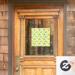 Floral pattern with yellow rose and tulip flowers window cling