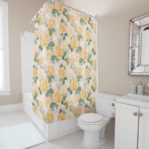 Floral pattern with yellow roses shower curtain