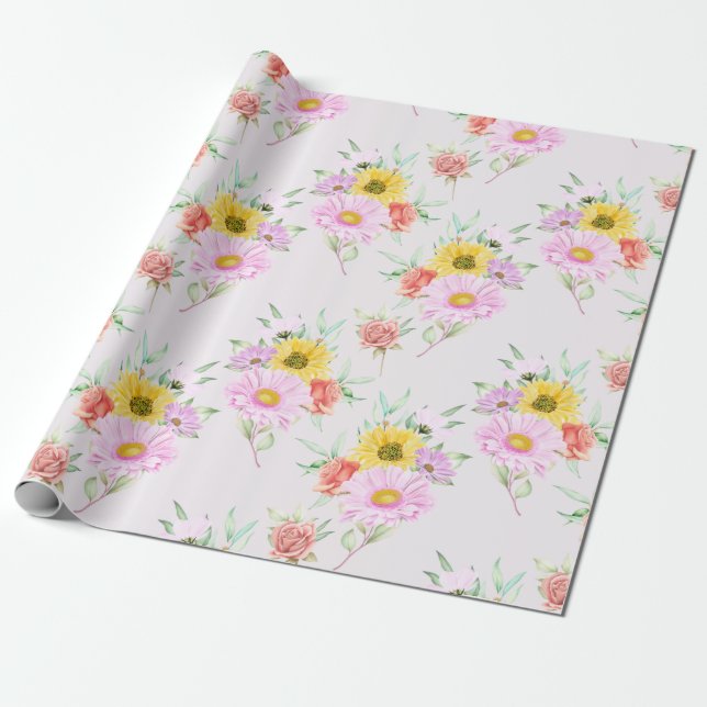 Floral pattern Wrapping Paper (Unrolled)