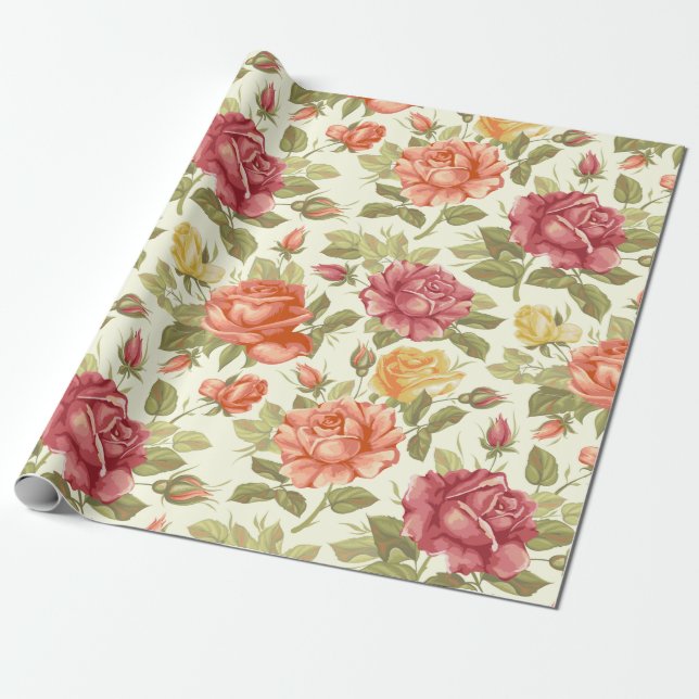 Floral pattern wrapping paper (Unrolled)