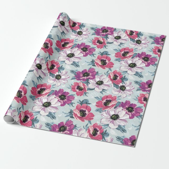 Floral pattern wrapping paper (Unrolled)