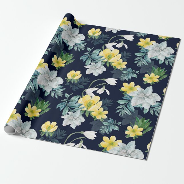 Floral pattern wrapping paper (Unrolled)