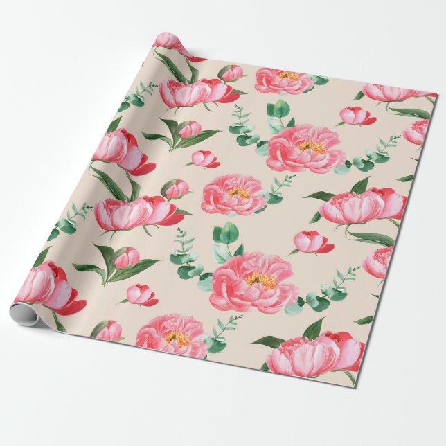 Floral pattern wrapping paper (Unrolled)