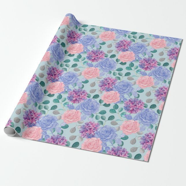 Floral pattern wrapping paper (Unrolled)