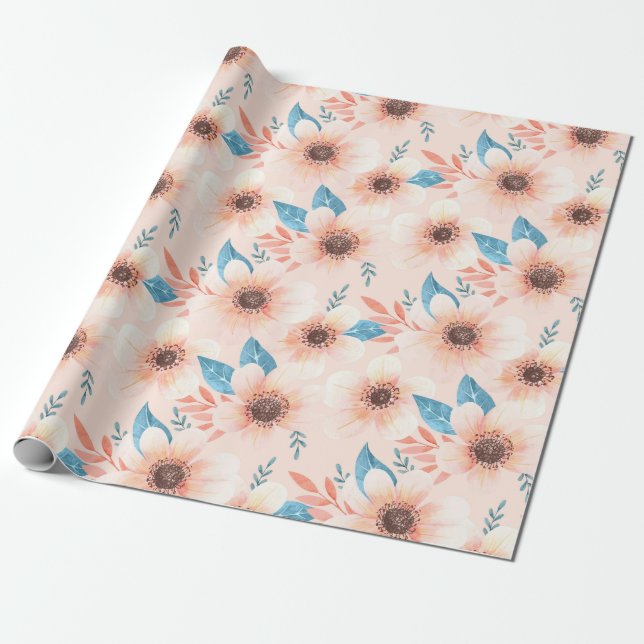 Floral pattern wrapping paper (Unrolled)