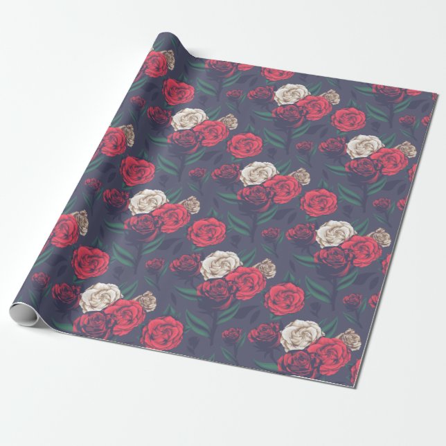 Floral pattern wrapping paper (Unrolled)