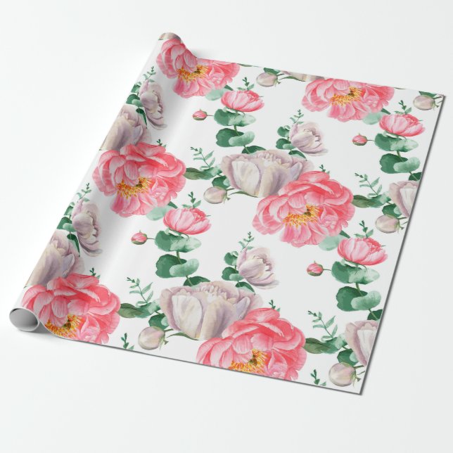 Floral pattern wrapping paper (Unrolled)