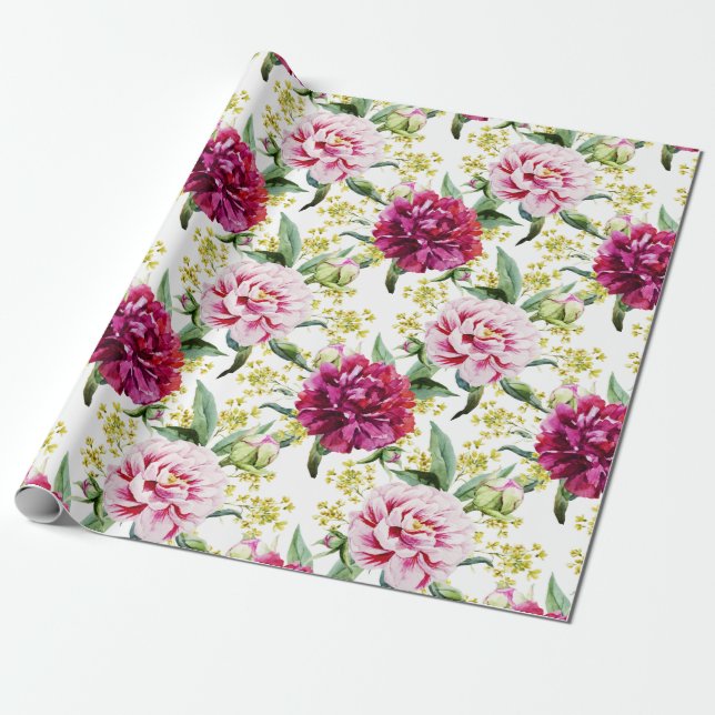 Floral pattern wrapping paper (Unrolled)