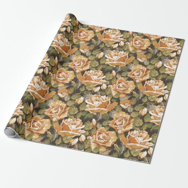 Floral pattern wrapping paper (Unrolled)
