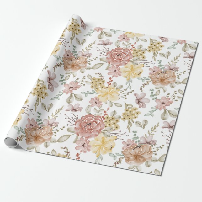 Floral pattern Wrapping Paper (Unrolled)