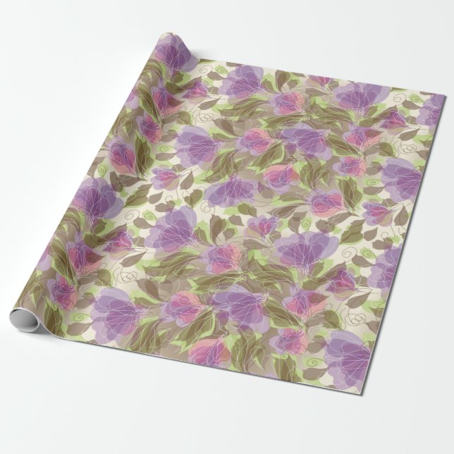 Floral pattern wrapping paper (Unrolled)