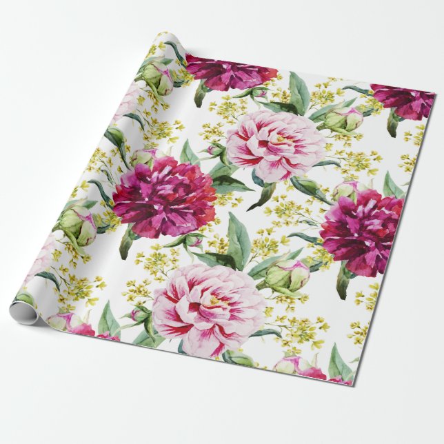 Floral pattern wrapping paper (Unrolled)