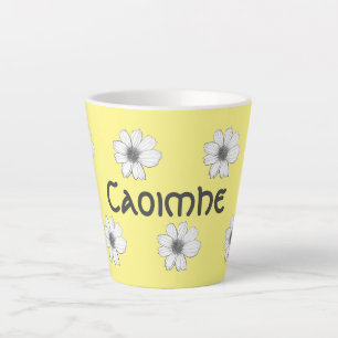 Floral pattern Yellow custom name Latte Mug