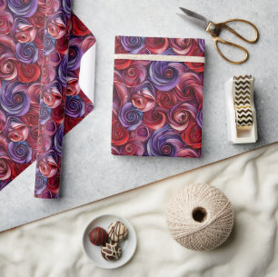 Floral Patterns in Rich Red, Purple, and Pink Hues Wrapping Paper