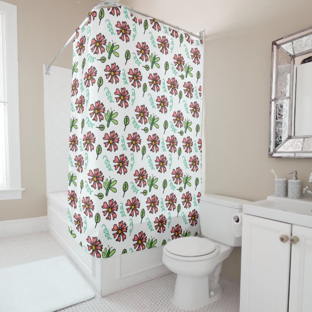 Floral Patterns (Medium Prints) Shower Curtain (In Situ)
