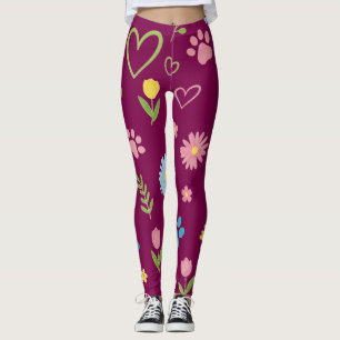 Floral Paw Print Leggings
