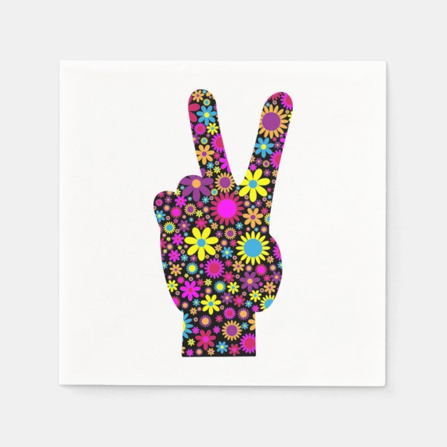 FLORAL PEACE HAND SIGN NAPKIN (Front)