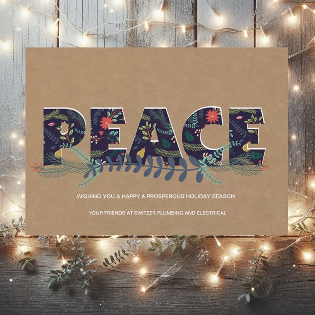 Floral Peace Kraft Paper Look Corporate Card (Creator Uploaded)