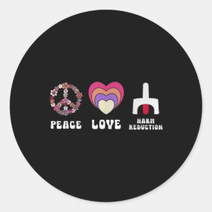Floral Peace Love Harm Reduction Overdose Awarenes Classic Round Sticker
