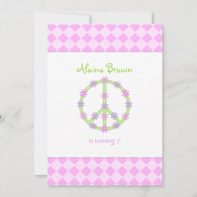 Floral Peace Sign Party Invitation (Front)