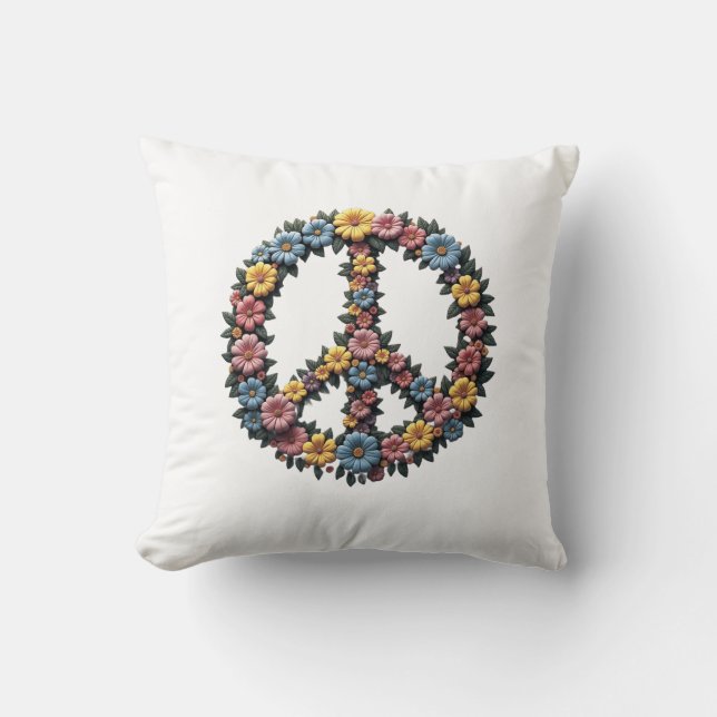 Floral Peace Sign Pillow (Front)