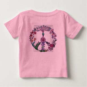 Floral peace sign simple modern pink flower power baby T-Shirt