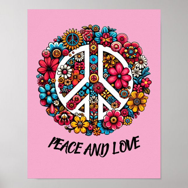 floral peace sign symbol colour illustration art (Front)