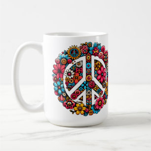 floral peace sign symbol colour illustration art coffee mug