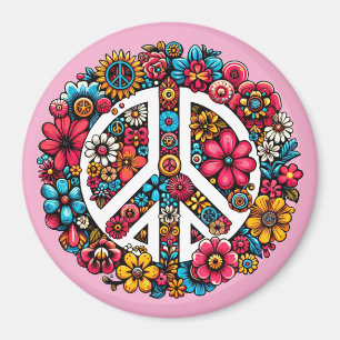 floral peace sign symbol colour illustration art magnet