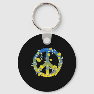 Floral Peace Sign Ukraine Key Ring
