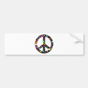 Floral Peace Symbol Bumper Sticker