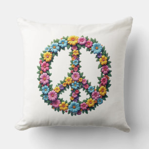 Floral Peace Symbol Cushion