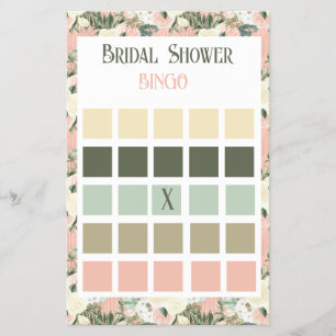 Floral Peach and Cream Bridal Shower Bingo  Flyer