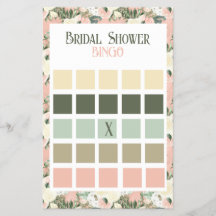 Floral Peach and Cream Bridal Shower Bingo