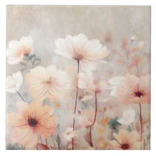 Floral Peach Beige Flowers Design 328 Tile