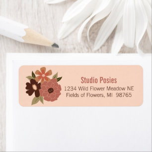 Floral Peach Brown Flower Pattern Stationery