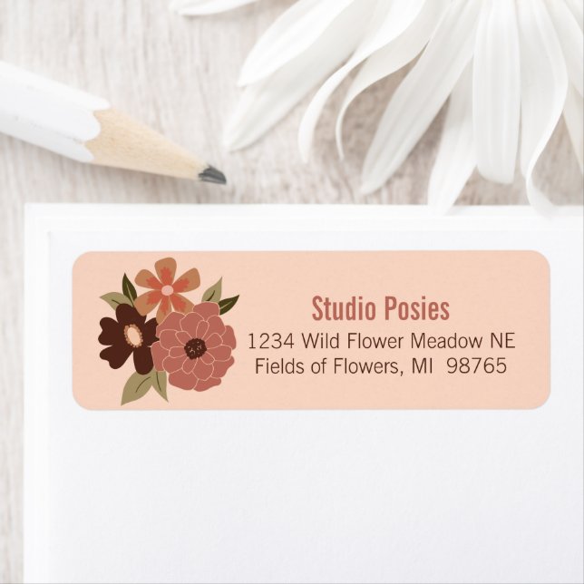 Floral Peach Brown Flower Pattern Stationery (Insitu)