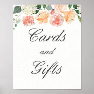 Floral Peach Cards And Gifts Wedding Poster