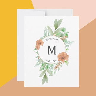 ‘Floral Peach’ design - Personalized greeting card