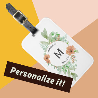 ‘Floral Peach’ design - Personalized Luggage Tag