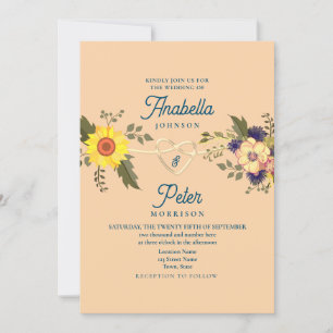 Floral Peach Fuzz Wedding Invitation