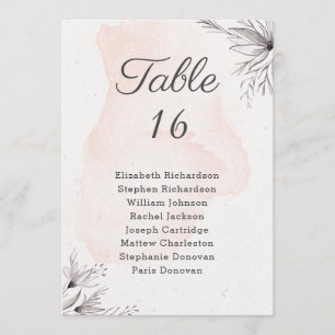 Floral peach grey romantic wedding seating chart programme