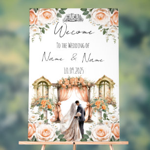 Floral peach Islamic Wedding sign