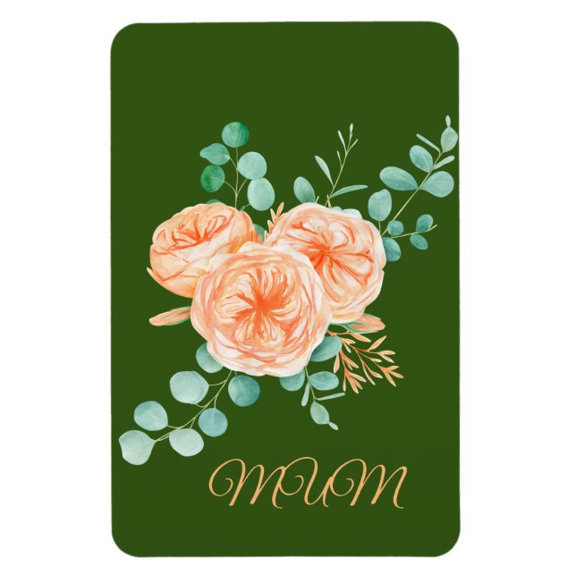 Floral Peach Mum Magnet (Vertical)
