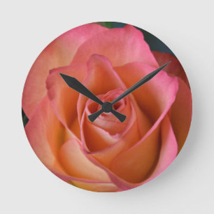 Floral Peach Pink Rose Wall Clock