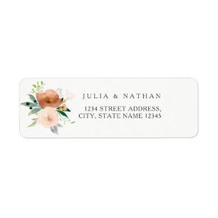 Floral Peach Wedding Envelope Return Address