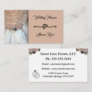 Floral Peach Wedding Planner Business Card