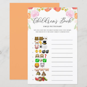 Floral Peaches Emoji Pictionary Baby Shower Game